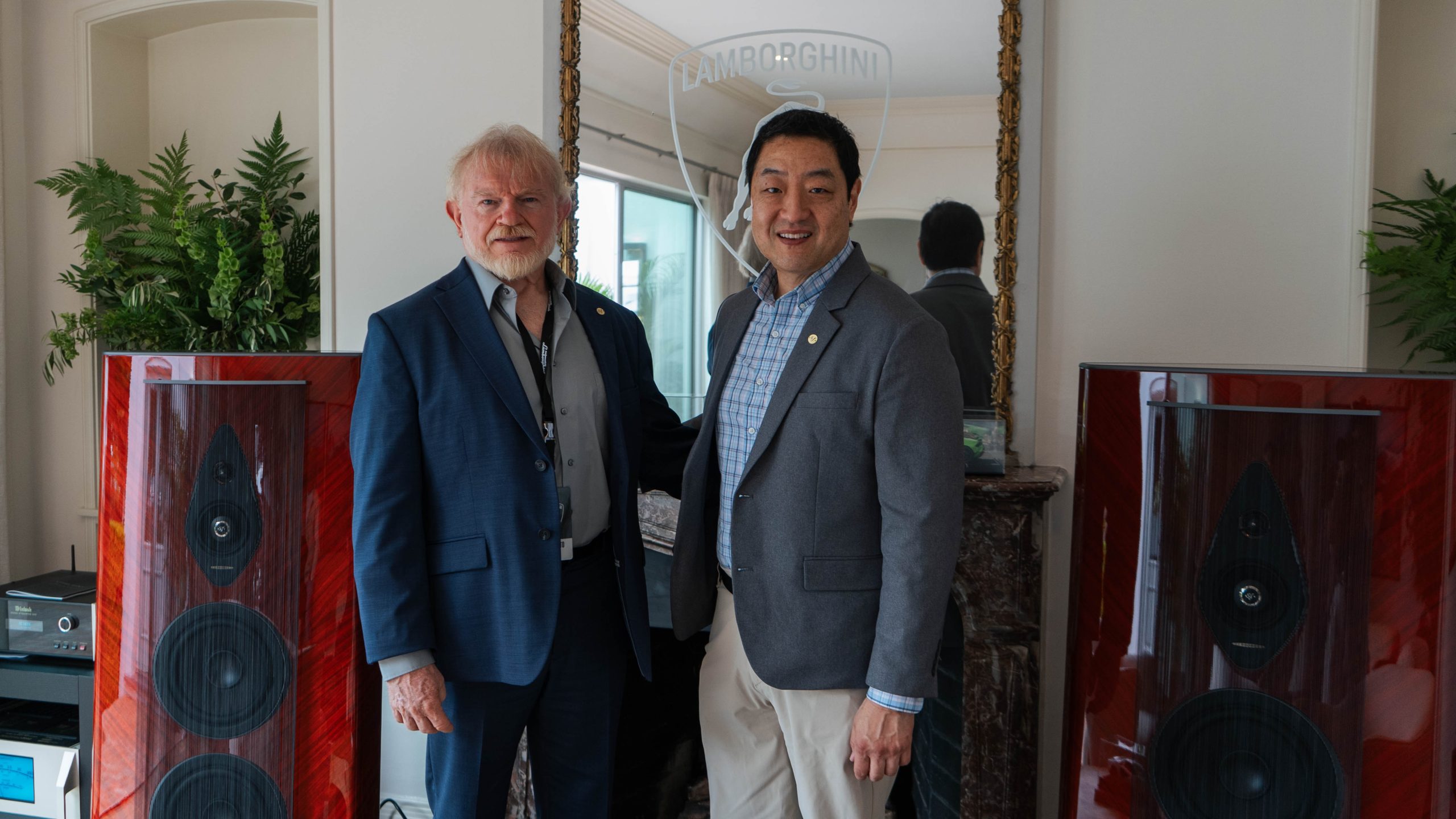 Bill Lee of Sonus faber and Mike Ware, Co-founder of LMC Home Entertainment, Photo taken by Erin Anglin